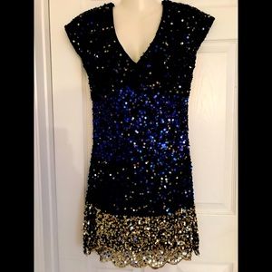 Sequins black/blue/gold dress
